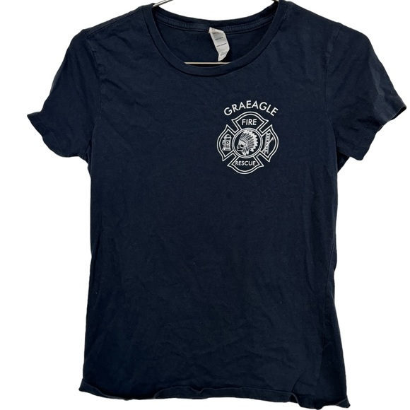 Graeagle CA Fire & Rescue Women’s Navy Blue S T-Shirt Indian Chief Logo MINTY - Picture 2 of 5